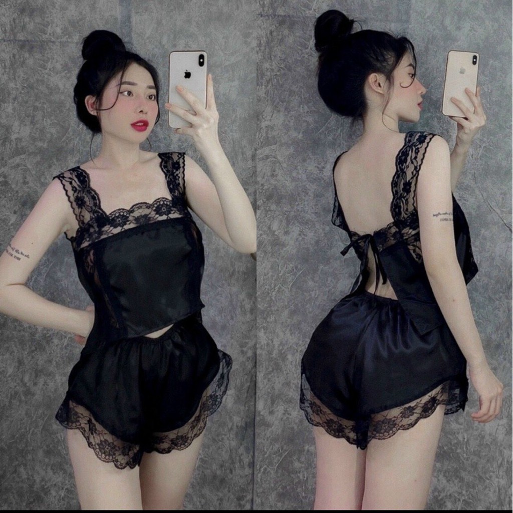 Bộ phi lụa phối ren sexy dưới 58kg