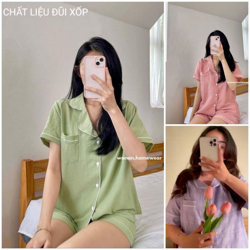 Bộ pyjama đũi xốp siêu mát xinh