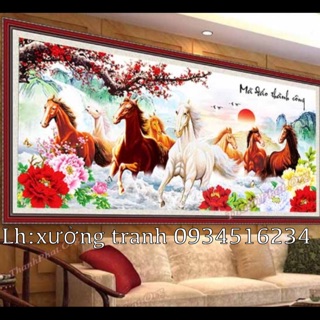 Tranh đính đá mã đáo thành công kt200x95cm