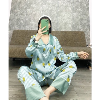 bộ pijama lụa gấm phi bóng satin