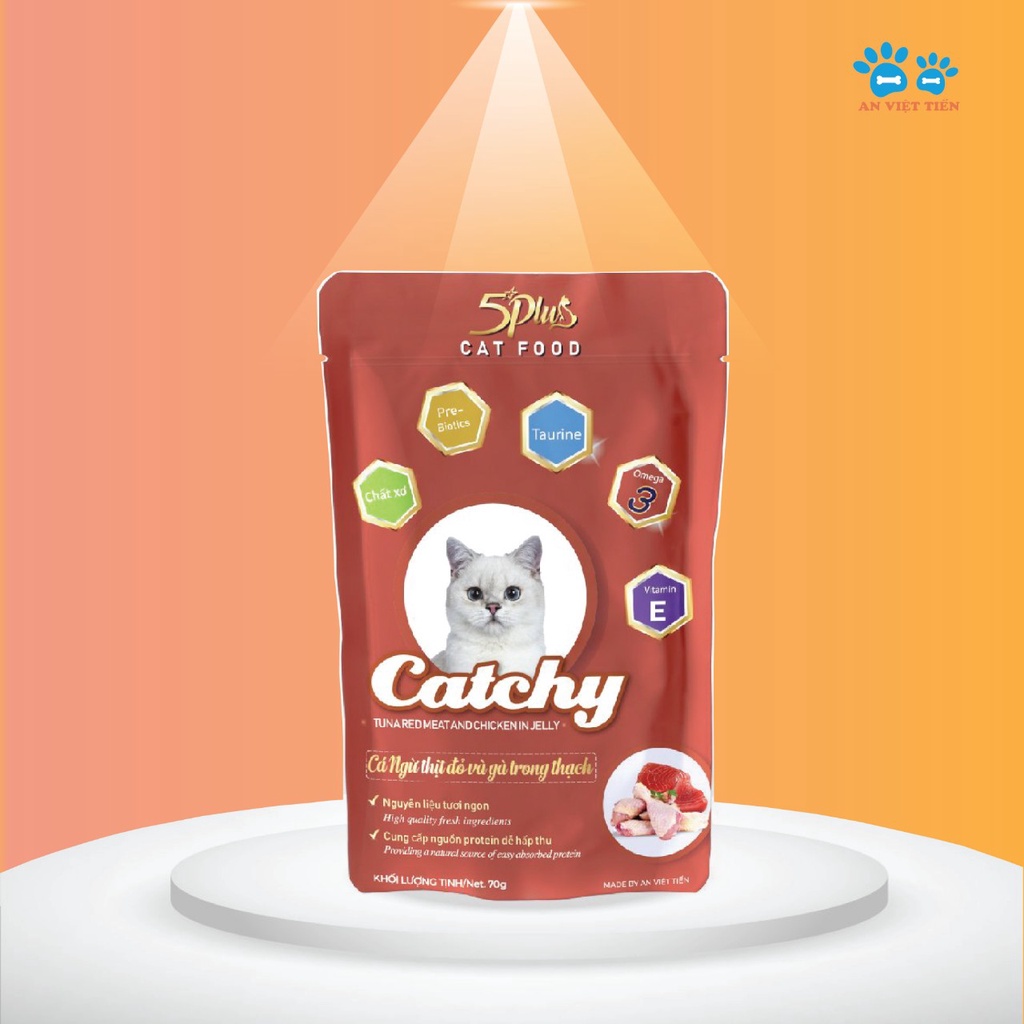 PATE CHO MÈO CATCHY 5PLUS CAT FOOD 70g