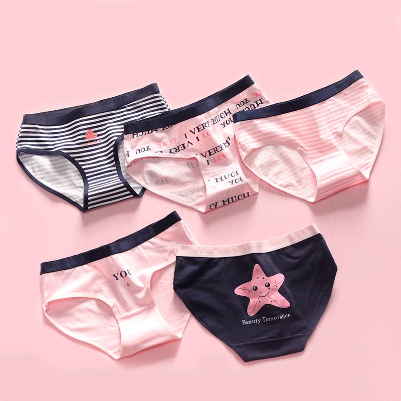 Quần lót nữ cute sét 4 quần chíp dễ thương cho bé size đại đồ lót trẻ em từ 39-58kg XS11