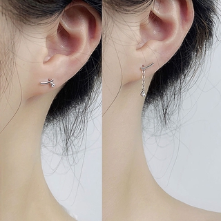 Bông tai dài đính đá pha lê hình giọt nước thời trang Hàn Quốc cho nữ