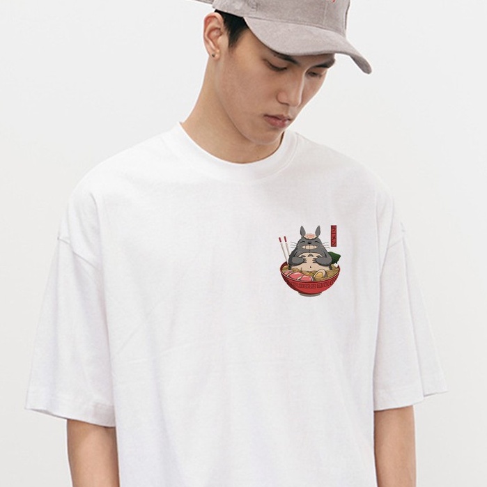 Áo thun Totoro giận dữ unisex tay lỡ form rộng chất cotton 3158 dầy mềm mịn thoáng mát