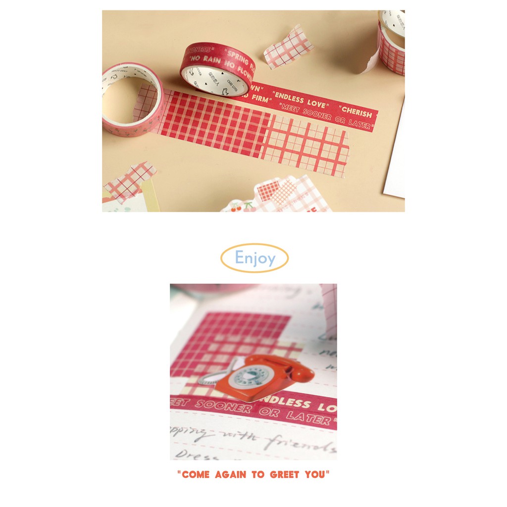 Set washi tape lẻ chiết caro basic grid pastel trơn 3 cuộn washi sticker trang trí sổ tay bullet journal dụng cụ dán