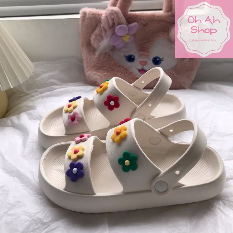 Dép Đi Học Siêu Nhẹ Hình Bông Hoa Siêu Cute Đế Cao Đi Êm Chân