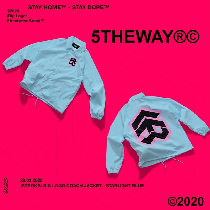 Áo Khoác 5THEWAY /stroke/ Big Logo Coach Jacket - STARLIGHT BLUE