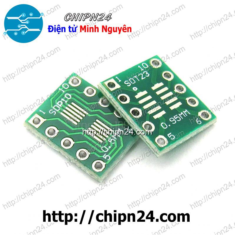 [2 CÁI] Đế chuyển SOT23 SOP10 sang DIP10 (PCB chuyển, Mạch chuyển)