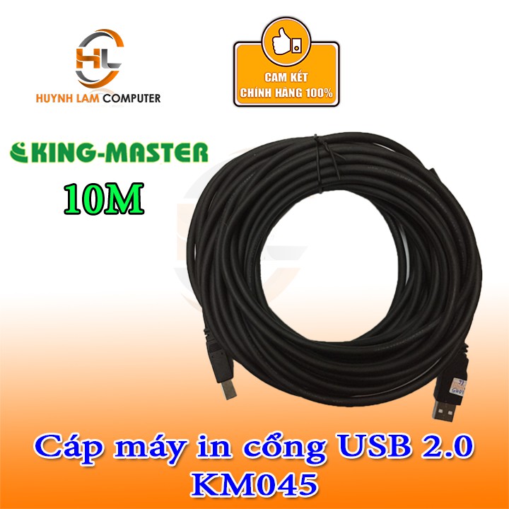 Cáp máy in 10m cổng USB 2.0 Kingmaster KM045 chống nhiễu-Hãng phân phối