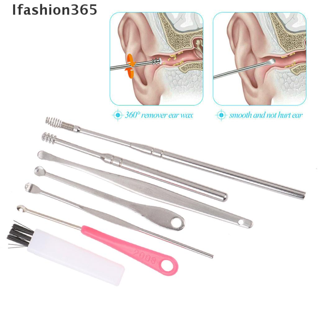 [Hàng mới về] Bộ dụng cụ lấy ráy tai gồm 7 món bằng thép không gỉ tiện dụng