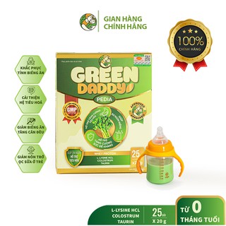Sữa Non Green Daddy Pedia - Sữa Bột cho bé biếng ăn, chậm tăng cân hộp 25 gói/20g dành cho trẻ từ 0 tháng tuổi
