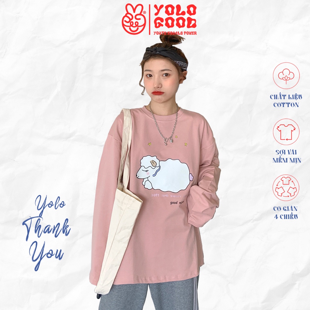 Áo thun dài tay  Con Cừu  phông Unisex nam nữ tee oversize form rộng pull Ulzzang Streetwear thu đông vải mềm