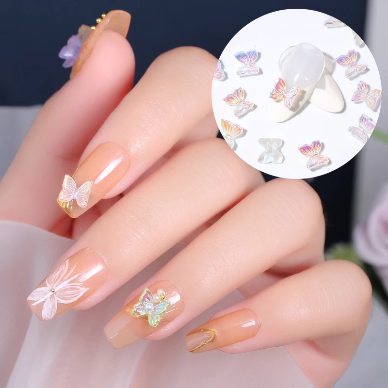 Set 10 Phụ Kiện Trang Trí Móng Tay Hình Bươm Bướm