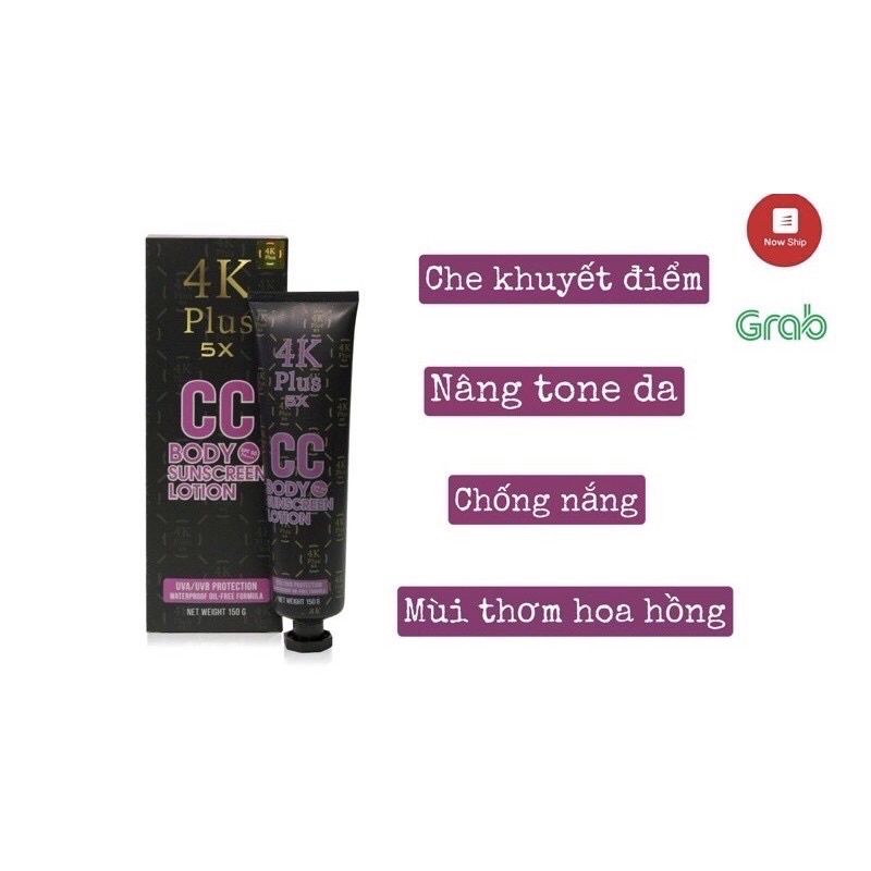 Lotion dưỡng thể  chống năng nâng tông da 4k Pluss Cc Body Lotion