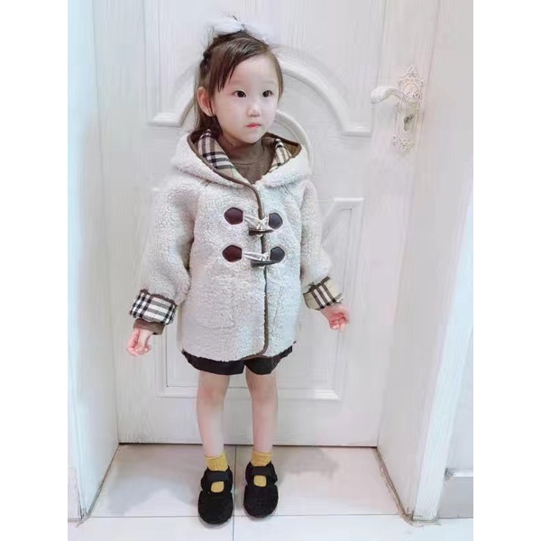 Áo khoác dạ nỉ trần bông sọc caro mặc 2 mặt cho bé trai & bé gái  N00970