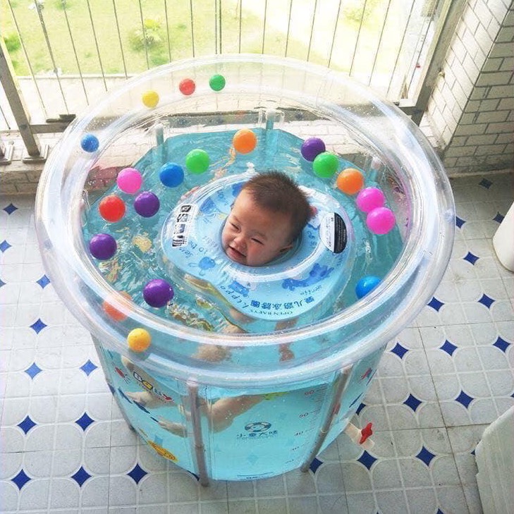 Bể bơi cho bé thành cao trong suốt Doctor Dolphin - Kèm phao cổ - Chính hãng - Bảo hành trọn đời