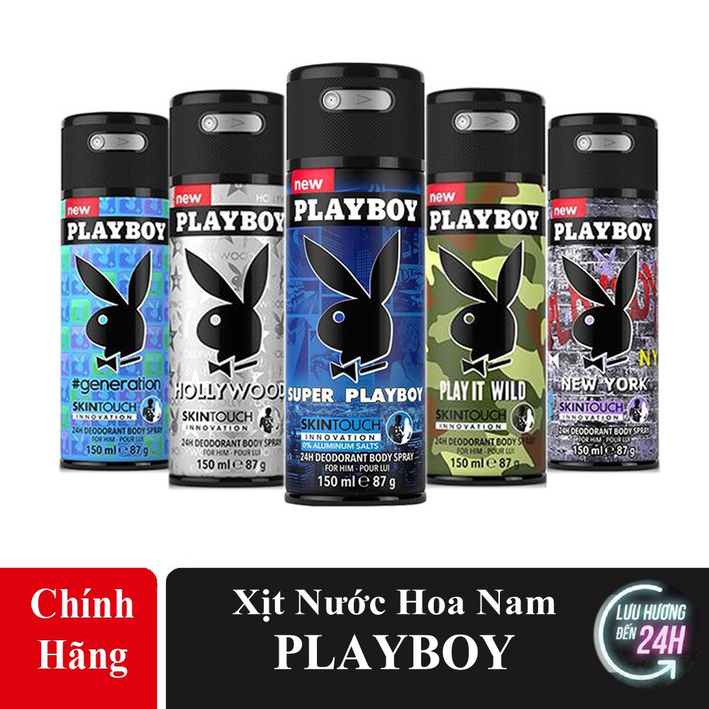 [Free ship] Xịt Khử Mùi Toàn Thân Playboy Cho Nam 150ml - Hương thơm cá tính, quyến rũ lưu lại đến 24h