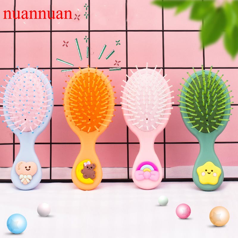 Lược nhựa chải tóc mát xa da đầu có gương trang điểm tiện lợi