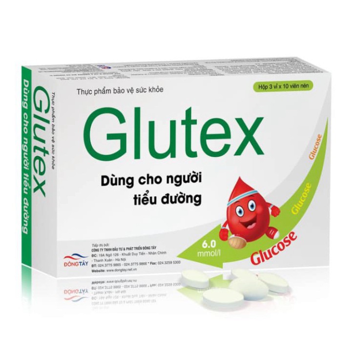 GLUTEX LÁ XOÀI - Hỗ trợ hạ đường huyết, ngăn ngừa biến chứng bệnh tiểu đường (Hộp 30 viên)