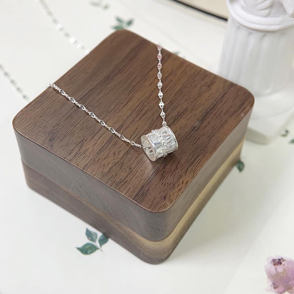 Dây chuyền bạc Pansy mặt hộp nạm đá mẫu HOT, vòng cổ bạc đẹp