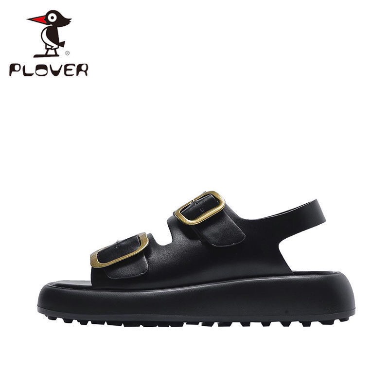 Giày sandal quai ngang màu đen vintage phong cách hàn quốc basic đơn giản hack dáng