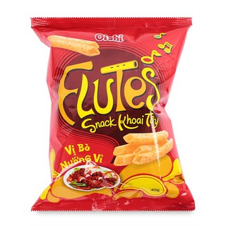 Bim Bim Oishi Khoai Tây Flutes Vị Bò Nướng Vỉ 40g