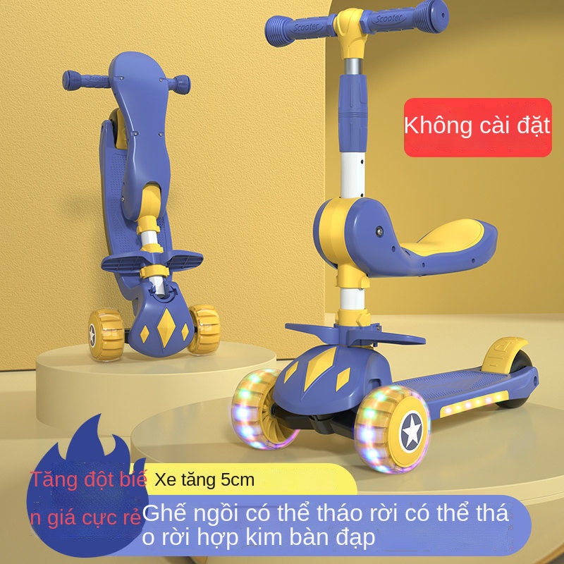 ☜ↂXe trượt Scooter trẻ em có ghế ngồi có thể ngồi và trượt 1-2-3-45 Bé nam nữ 67 tuổi mới bắt đầu Xe trượt Scooter một c