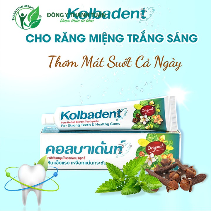 Kem đánh răng thảo dược Kolbadent tuýp lớn 160g - Nhập khẩu Thái Lan