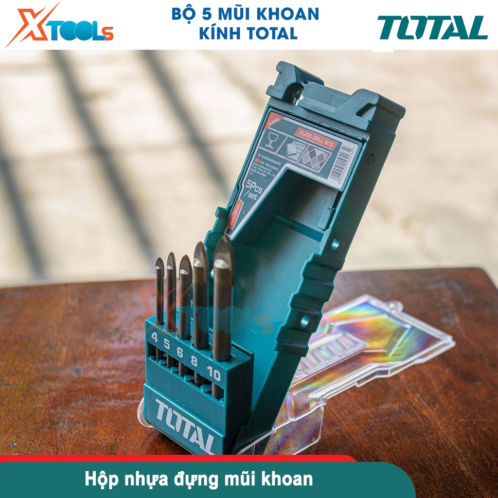 Bộ 5 mũi khoan kính đuôi trơn Total size 4-10mm mũi khoan đa năng khoan kính, gỗ, gạch men, kim loại[CHÍNH HÃNG][XTOOLS]