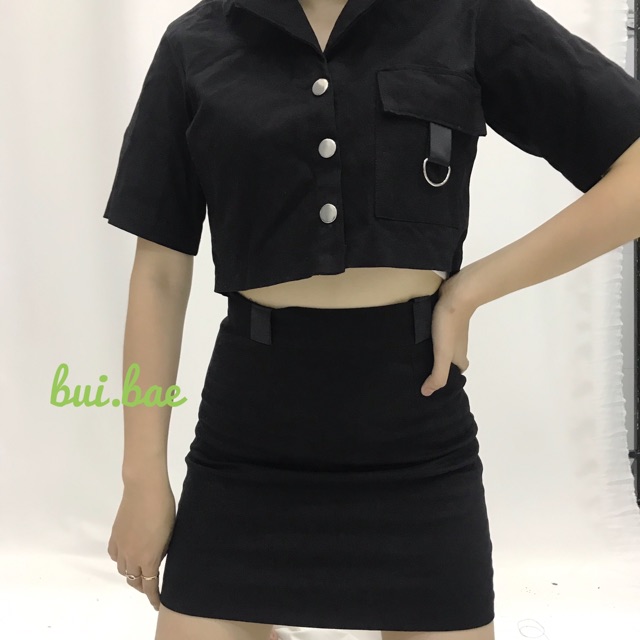 Set áo crop kèm chân váy