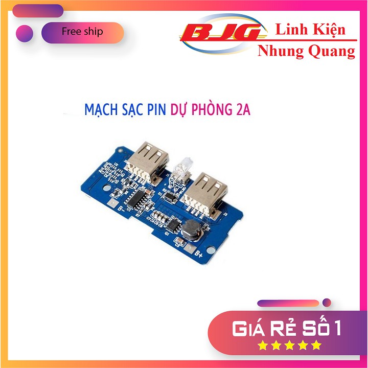 Mạch sạc pin dự phòng 5v-2a 2 cổng ra usb - linh kiện điện tử 3m