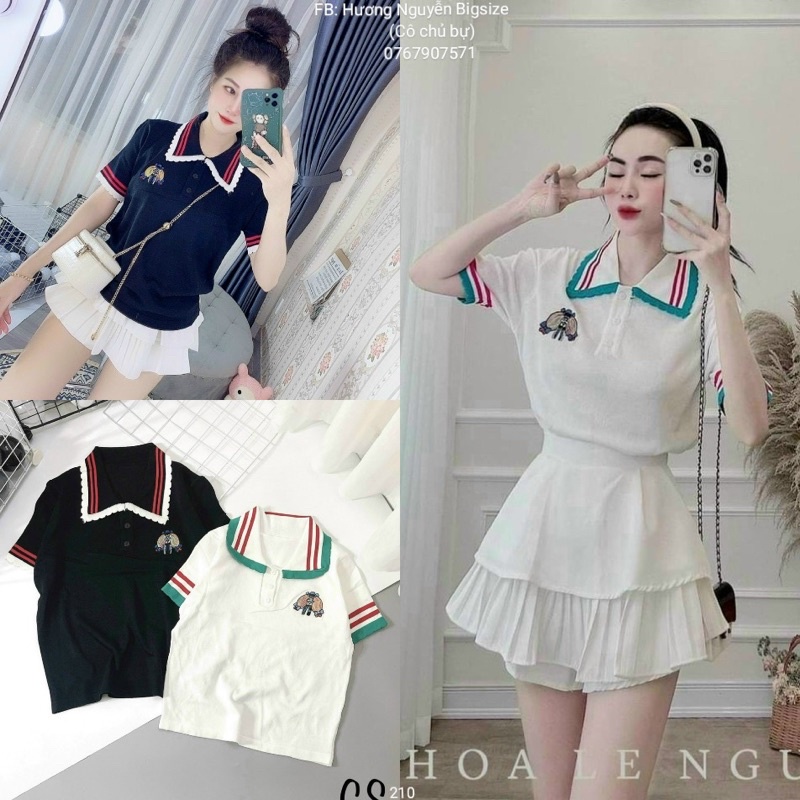 55-80kg Bigsize ÁO LEN THÊU CỔ TRỤ