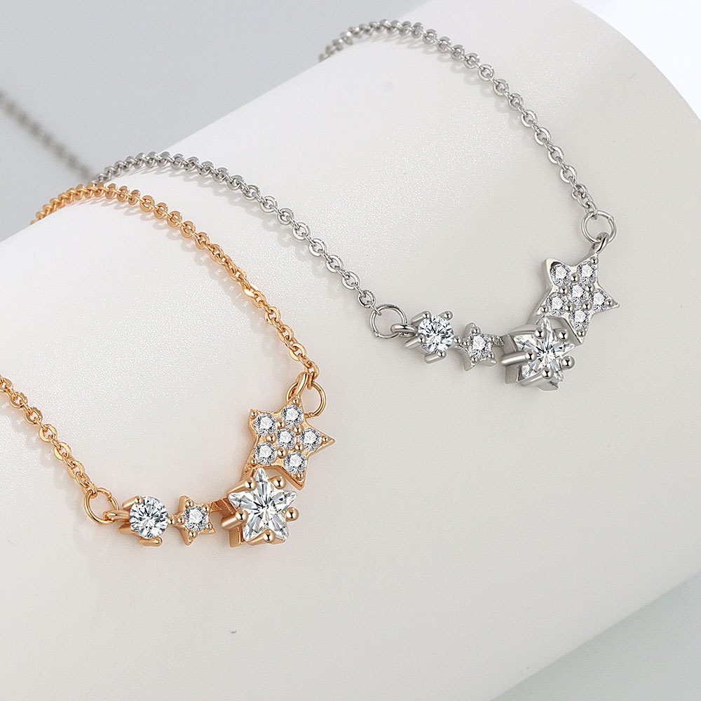 Vòng cổ Mặt Ngôi Sao Đính Đá Đơn Giản Phong Cách Nhật Hàn