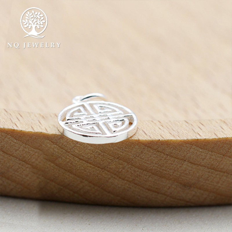 Charm bạc trắng tròn hình chữ hỷ treo 7.5x10mm - NQ Jewelry