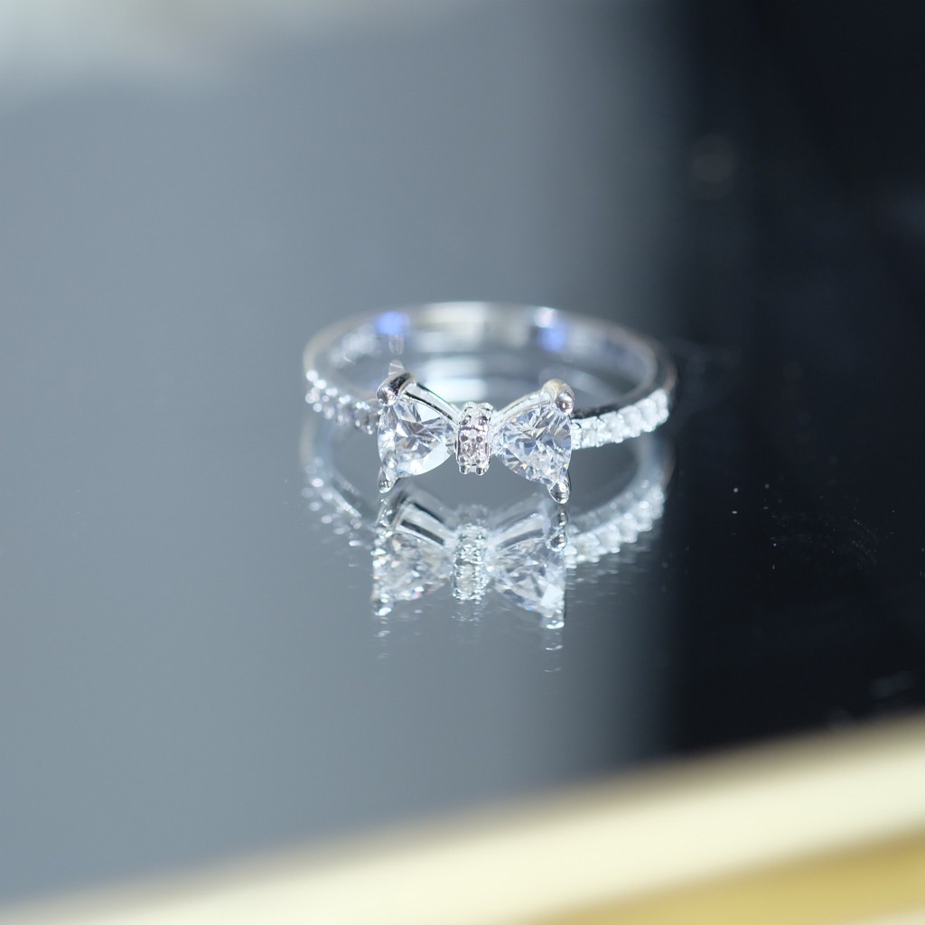 Nhẫn bạc nữ H.A.S hình nơ đính đá Cz cao cấp - Nhẫn nữ thời trang