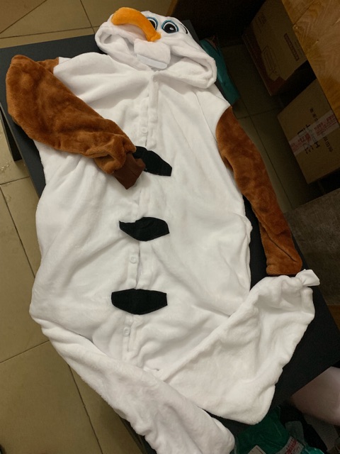 Anime Olaf snowman Costume Pajamas Cosplay Kids Boys Girls White jumpsuit Adult Christmas Xmas Party Dress