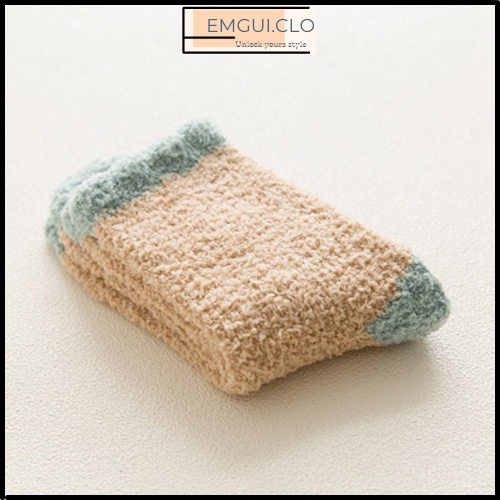 Vớ tất lông cừu nữ cổ cao, tất cổ cao len lông cừu cổ bèo phong cách Vintage