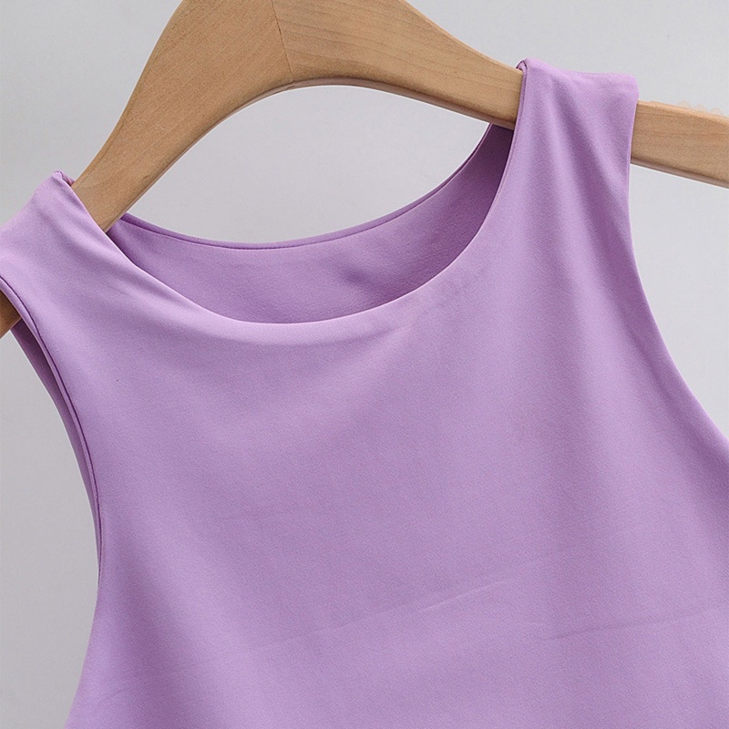 Áo Croptop Sát Nách Cổ Tròn Màu Trơn Thời Trang Tập Yoga / Thể Thao Cho Nữ