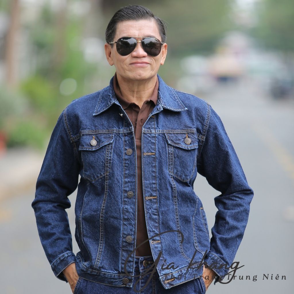 Áo khoát jeans trung niên , áo bò BUDONG cao cấp ,hàng chuẩn loại 1, chất liệu cotton ,full size 60 đến 90kg