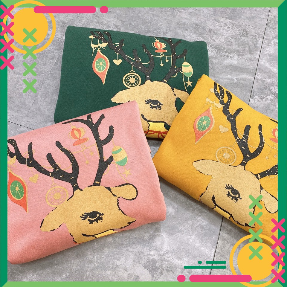 Áo Thun Nỉ 🍁 HÀNG CAO CẤP 🍁 Áo Thun Nỉ Tuần Lộc Cổ Phối Bèo Xinh Xắn - Đep - Trẻ Trung - Nặng Động | BigBuy360 - bigbuy360.vn