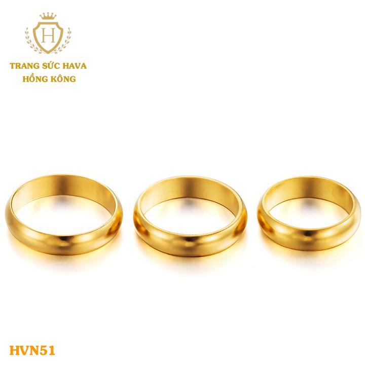 Nhẫn Nam, Nhẫn Nữ, Nhẫn Cưới Cổ Điển 2 Chỉ, Titan Xi Mạ Vàng Non 24k Cao Cấp - Trang Sức Hava Hong Kong - HVN51