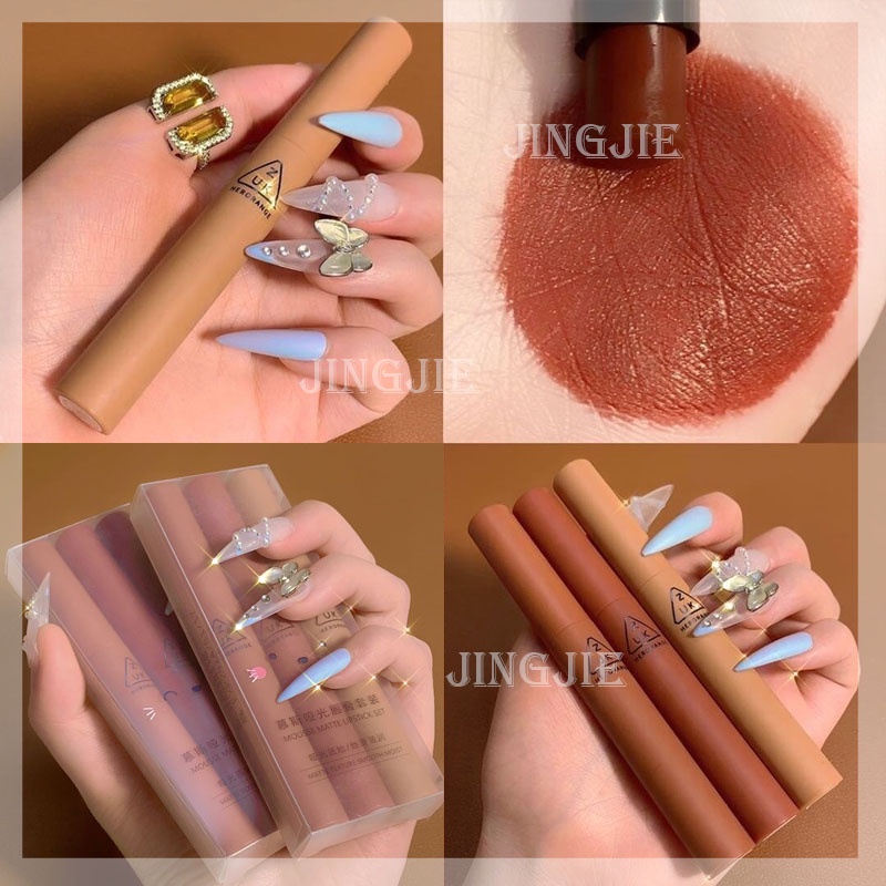 Set 3 son môi ZUK AB màu lì thiết kế hình điếu thuốc độc đáo