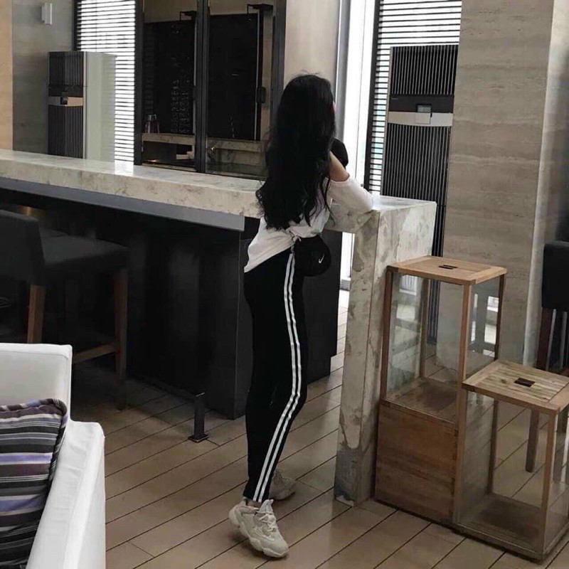 Quần Thun Legging 2 Sọc Chất Co Giãn Tốt