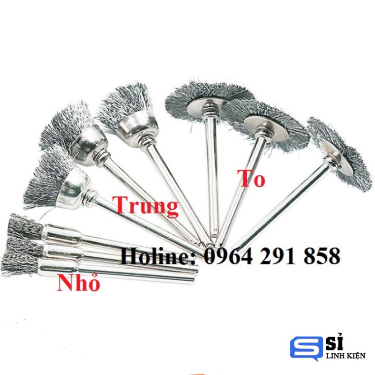 Chổi đồng vệ sinh - Chổi đánh gỉ mini trục 3mm