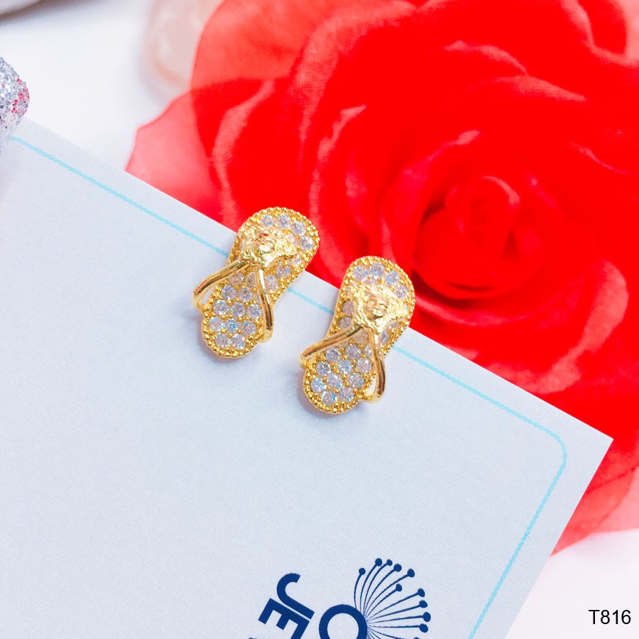 Bông tai nữ hình chiếc dép đính đá thiết kế cao cấp Orin T816