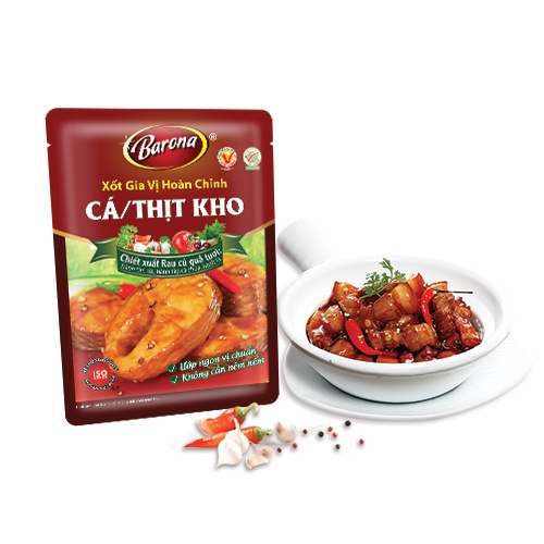 Xốt Gia Vị Hoàn Chỉnh Barona Cá Thịt Kho Gói 80g
