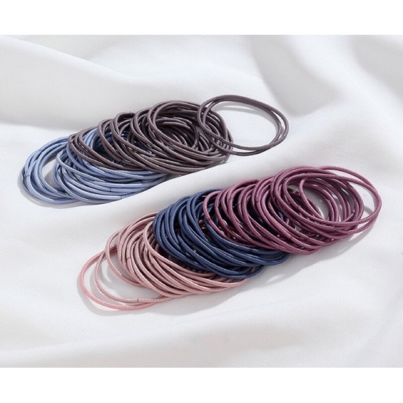 Set 100 Sợi Thun Cột Tóc Kèm Túi Zip