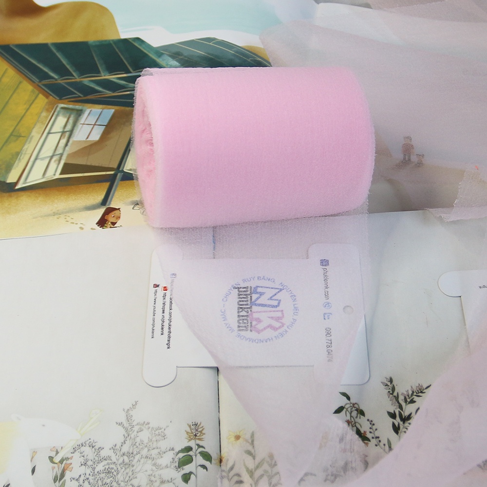 Ruy băng voan xốp kích thước bản to 10cm cuộn 5m