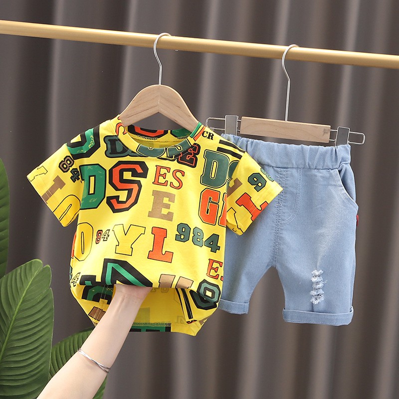Set Áo Nhiều Chữ Quần Jean Cho Bé Trai MINTSCLOSET Từ 1 4 Tuổi S1199