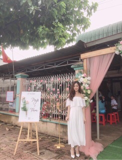 Đầm maxi trắng trễ vai(Hàng Thiết Kế)